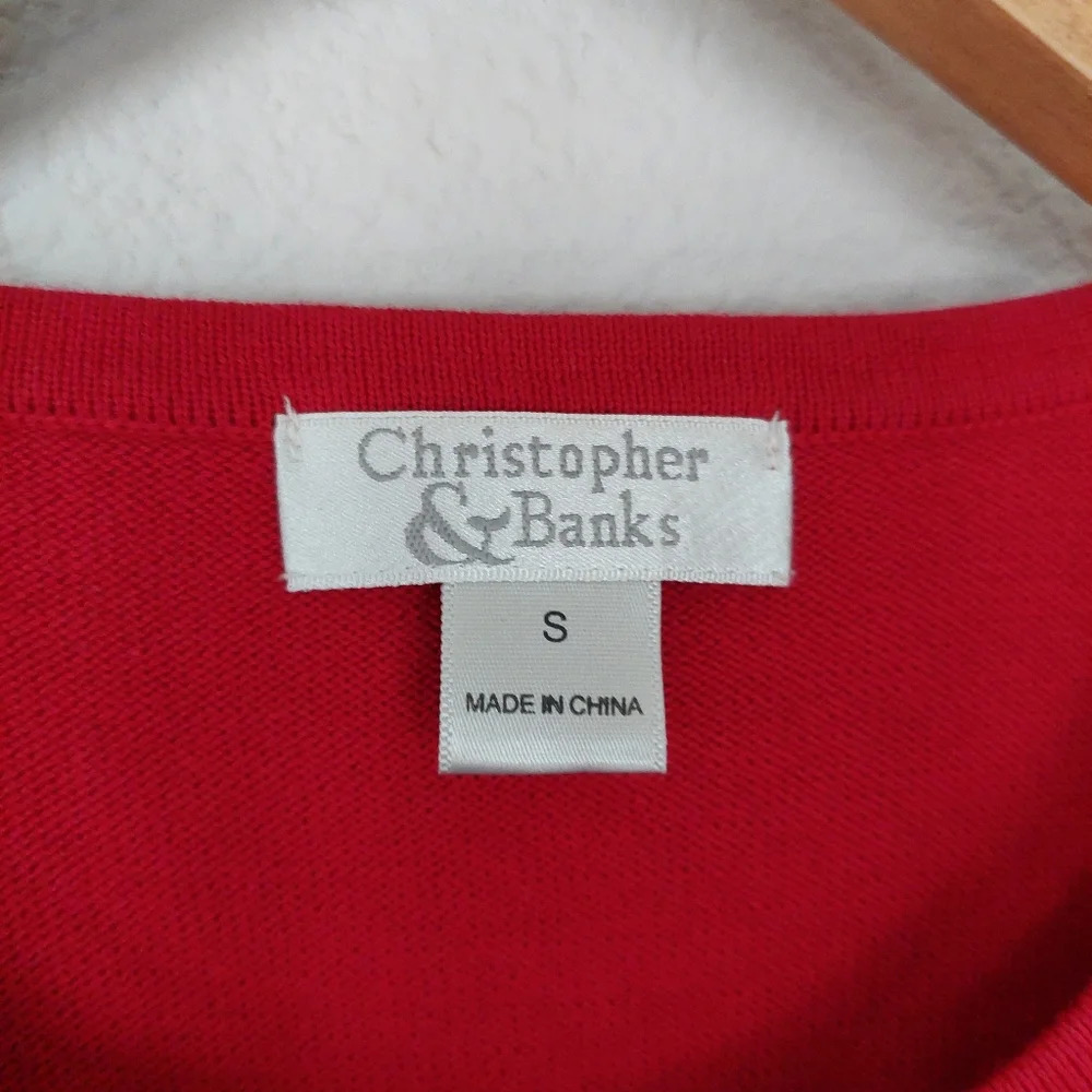Christopher & Banks Red Dog Embroidered Cardigan Sweater Size Small - Picture 5 of 10